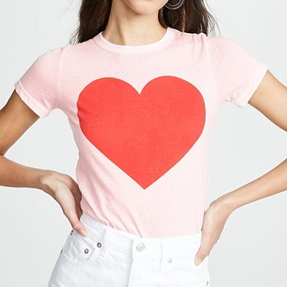 New Chaser Vintage Inspo Red Heart Barbiecore Style Pink Short Sleeve Tee Medium - Picture 6 of 15